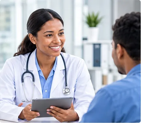 Médecin conseil MADIAS en consultation avec un patient